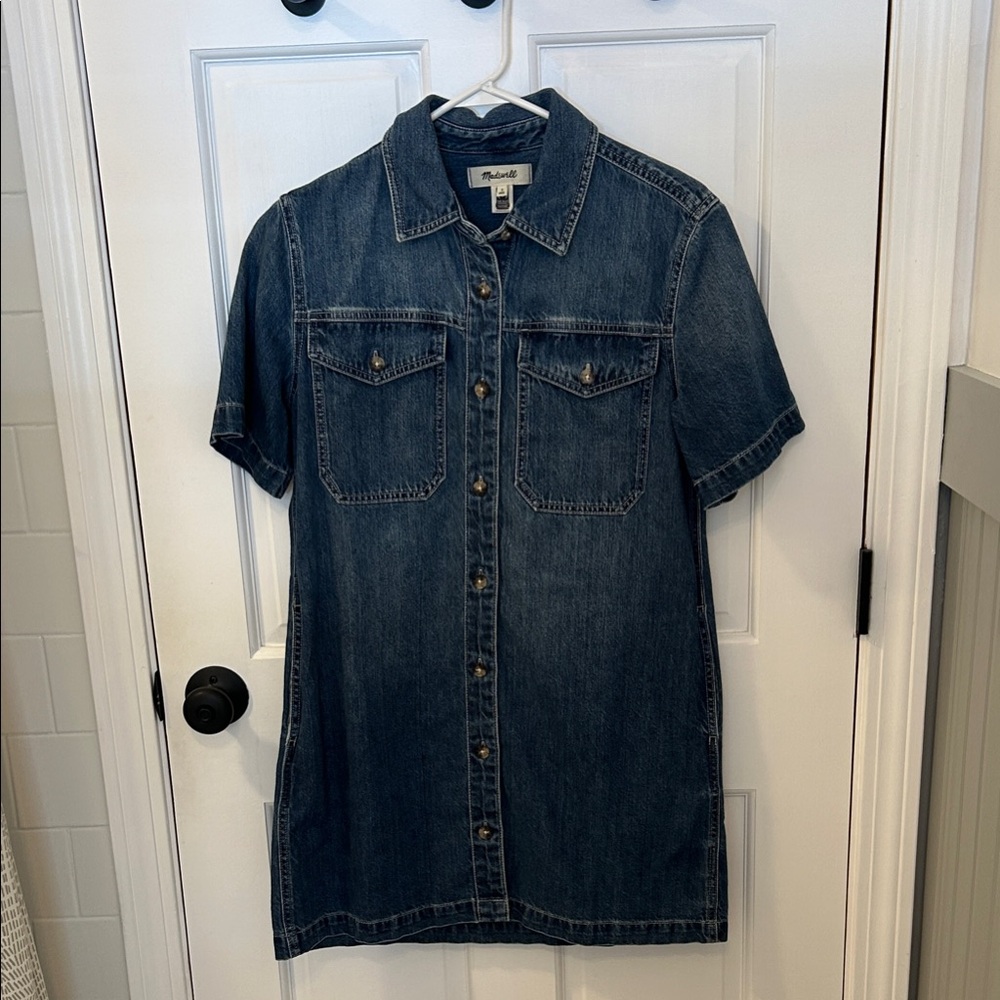 Madewell Dark Blue Denim Shirt Dress
